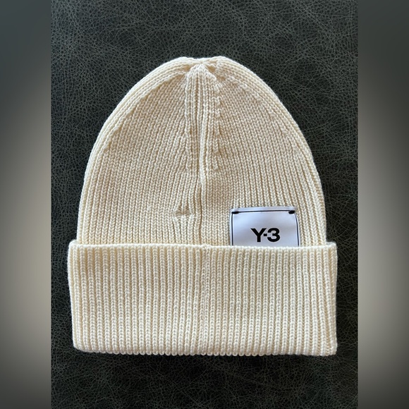 Y-3 Adidas Hat Unisex Classic Knit Beanie Off White One Size